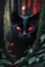 Placeholder: قطة سوداء مع اعين حمراء في غابة