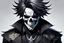 Placeholder: Logo skull, man hair , scissors, mask, cover face in 8k solo leveling shadow artist dynamic pose, oshare kei, hurufiyya, rtx, intricate details, highly detailed, high details, detailed portrait, masterpiece,ultra detailed, ultra quality