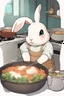 Placeholder: Cute chubby bunny floppy ears adventurer dnd cooking art realism