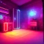 Placeholder: bedroom. dark sparkley cyberpunk style .neon lights