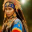 Placeholder: bright indigenous, beautiful portrait, flowery landscape, light, sun