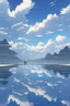 Placeholder: the space with just an water surface and sky with anime style