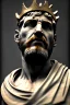 Placeholder: Ultra Realistic image, Roman sculpture, white marble material, Lionel Messi, gold crown of natural thorns, god crown, Miguel Angel style, sun rays background, waist up portrait, epic, celestial, cinematic lighting, God lights, 4k resolution, smooth details, soft lighting, unreal engine 5, art station, substance 3d.