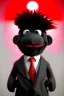 Placeholder: Waist up muppet Portrait, Kim Jong-un muppet doll, black suit, photo studio, red background, unreal engine 5, concept art, art station, god lights, ray tracing, RTX, lumen lighting, ultra detail, volumetric lighting, 3d.