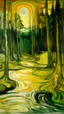 Placeholder: A pale greenish yellow toxic swamp painted by Edvard Munch