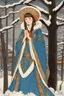 Placeholder: Walter Crane, Tomie dePaola, Surreal, mysterious, bizarre, fantastical, fantasy, Sci-fi, Japanese anime, Christmas night, town inside a giant snow kamakura, blueprint of snow crystals, frost-covered trees, Mikado, frost flowers, miniskirt beautiful girl, perfect voluminous body, detailed masterpiece