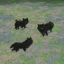 Placeholder: a Impressionist painting of a black dog and gray cat