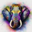 Placeholder: Elephant head portrait, bright colors, splash paint, centered, detail, 8k resolution