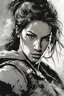 Placeholder: create a young female adventurer(Lara Croft), comic book art style of Yoji Shinkawa, Frank frazetta, Mike Mignola, Bill Sienkiewicz, Brian Martel, Jennifer Wildes and Jim Sanders highly detailed facial features, grainy, gritty textures, foreboding, dramatic otherworldly and ethereal lighting