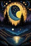 Placeholder: a sun and a moon gaze across the nebula sky with deep longing for each other, they are in love; glitter, stars, luminous color sparkles, highly detailed comic art; starry night, in the style of James R. Eads