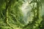 Placeholder: A light palish green rainforest with chopped down trees painted by Giovanni Battista Sassi