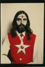 Placeholder: Polaroid photograph of Jesus Christ in communist clothing holding a red star