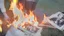 Placeholder: delivery driver burns old antique photos in summoning ritual fire