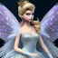 Placeholder: Tinker Bell fairy,detailed eyes, disturbed expression.intricate detaile,thnically accurate face, intricate head dress,intricate white fairy dress, detailed hair, detailed feathers,fairy wings use dynamic palette, accurate proportions, high contrast black smokey bokeh background. andrei bonelli style.