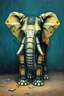 Placeholder: Van Gogh painting style in oil painting of an elephant robot build all digital circuits and electronics components his ears like radar antenna his legs like a tank weeks his nose is like a cannon his eyes like to crystal balls , contrasting with natural hands skin