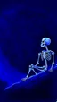 Placeholder: A pastel painting of a skeleton on a hilllookin into the night sky. A nebular in the sky. Painting. Purple colours. Blue colours. Colorful.Pastel colours. Masterpiece.