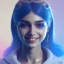 Placeholder: Cute fluid ink girl with blue aye and happy smile, big black eyes, unreal engine 5, 8k resolution, photorealistic, ultra detailed by Bosh