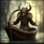 Placeholder: A viking having a bath, scary, steam punk, realistic, made in octane, cinematic, ultra-realistic, extremely detailed octane rendering, 8K, VRAY Super Real ar 2:3, dof photorealistic futuristic 50mm lens hard lighting dark gray tintype photograph, realistic lighting, sepia color