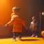 Placeholder: 3d render, Willem dafoe toddler, full body, orange puffer jacket, dramatic lighting, volumetric lighting, concert background, hyper realistic, unreal engine 5, 8k, UHD,