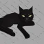 Placeholder: Gato negro, durmiendo en una cama