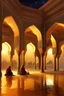 Placeholder: Inside a Moghul mosque in Rajastan at night, gleaming, harmonious, incandescent by artist "Igor Zenin"