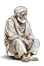 Placeholder: "Draw an old person wearing old traditional Arab clothes, hunched back he looks weak