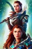 Placeholder: Full body portrait, painting, medium shot lady Style of Horizon Zero Dawn