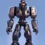 Placeholder: Mecha with metal spider legs his hands are machine guns. Driver is animal