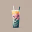 Placeholder: boba bubble tea drink, modern, minimalist, artsy, graphic design