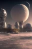 Placeholder: industrial colony on the moon, earth in the background, 8k, colorful, luminous