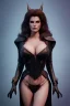 Placeholder: Raquel Welch as evil queen in black leather, leather, busty, cleavage, angry, stern look. character design by cory loftis, fenghua zhong, ryohei hase, ismail inceoglu and ruan jia. unreal engine 5, artistic lighting, highly detailed, photorealistic, fantasy