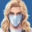Placeholder: A channel with blonde hair, wearing a white mask and blue eyes, and appears like a YouTuber in a cartoon style. Banner