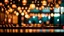 Placeholder: Blurred background of restaurant with abstract bokeh light. Lights decoration Party Event Festival Holiday blur background. outdoor string lights. digital ai