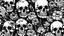 Placeholder: tracery of flowers and skulls, black and white, Maximum minimalism