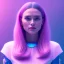 Placeholder: A portrait very beautiful woman ,smiling, longs hairs,elegant, atmospheric, realistic, cinematic lighting, pink blue light, 8k, galactic atmosphere, flowers