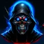 Placeholder: youtube profile picture, a skeleton gaming with a red theme with a hood