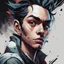 Placeholder: Ensure that the character is facing towards the right side of the canvas. Create a visually striking 2D portrait inspired by comic book and animation styles. incorporating surreal elements to capture an edgy, streetwise vibe.