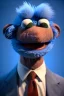 Placeholder: Waist up muppet Portrait, obama as muppet doll, blown hair, blue suit, photo studio, blue background, unreal engine 5, concept art, art station, god lights, ray tracing, RTX, lumen lighting, ultra detail, volumetric lighting, 3d.