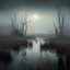 Placeholder: A landscape of misty marshland, dimly lit and scary, broad scene