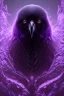 Placeholder: Shadow of a crow peering down with cold, purple eyes from within a portal, black portal with violet sparks, glowing eyes, evil eyes, digital art, trending on artstation, 4k, unreal engine, intricate, ornate, dark purple mist