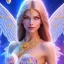 Placeholder: Flower angel, beautyful smiling young woman, long hair amazing blue eyes, happy cosmic, bright colors, blue, pink, gold, jewels, realistic, photo real, clear butt background, highly detailed, high contrast, 8k high definition, unreal engine 5, extremely sharp detail, light effect, sunny light background