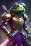 Placeholder: Frog Green Soldier Portrait Glow big red eye Gold Armor warrior fire Robotic lightning Silver Purple Smoke Dust 16k detailed epic future water sword weapon