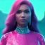 Placeholder: A portrait of a crystalised queen, atmospheric, realistic, unreal engine, cinematic lighting, octane render, transoarent, pink turquoise light,Realism