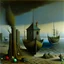 Placeholder: abandoned boats, René Magritte, Yves Tanguy