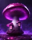 Placeholder: A solitary floating mushroom house on a clear night. silver and pink and purple, Dark cosmic interstellar. Detailed Matte Painting, deep color, fantastical, intricate detail, splash screen, hyperdetailed, insane depth, concept art, 8k resolution, trending on Artstation, Unreal Engine 5, color depth, backlit, splash art, dramatic, High Quality Whimsical Fun Imaginative Bubbly, perfect composition