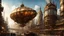 Placeholder: create a render: In a metropolis of steampunk wonders, envision a cityscape where towering skyscrapers of brass and iron pierce the skyline. Glide through this industrial marvel as airships, fueled by the rhythmic hum of mechanical ingenuity, gracefully navigate the spaces between these majestic structures. Inspired by the imaginative flair of Jorge Jacinto, picture a bustling steampunk world where the fusion of Victorian aesthetics and futuristic technology gives rise to a visually stunning urb