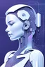 Placeholder: Sleek, futuristic fonts. Image depicting AI, profile of a female face and technology in a business context. A color palette featuring monochromatic shades with bold accent colors. Visuals representing innovation and connectivity, like neural networks or abstract digital art