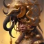 Placeholder: Sango fantasy, fantasy magic, intricate, sharp focus, illustration, highly detailed, digital painting, concept art, matte, art germ and Paul Lewin and Kehinde Wiley, masterpiece black elephant head bronze monkey Asian African girl nice breast Hawaiian hair turquoise golden waves