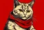 Placeholder: a communist cat, wise, comic style