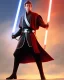 Placeholder: jedi, beau, tunique et armure de combat blanche, sabre laser, rouge, duel, jedi